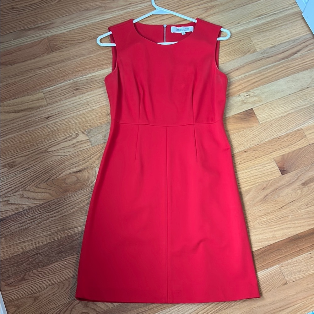 Diane Von Furstenberg Red Sheath Mini Dress Crew Neck Sleeveless